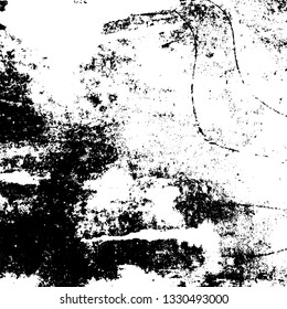 Overlay aged grainy messy template. Distress urban used texture. Grunge rough dirty background. Brushed black paint cover. Renovate wall frame grimy backdrop. Empty aging design element. EPS10 vector