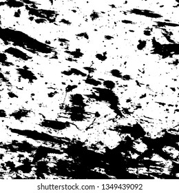 Overlay aged grainy messy template. Distress urban used texture. Grunge rough dirty background. Brushed black paint cover. Renovate wall frame grimy backdrop. Empty aging design element. EPS10 vector
