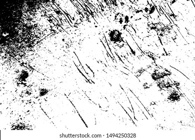 Overlay aged grainy messy template. Distress urban used texture. Grunge rough dirty background. Brushed black paint cover. Renovate wall frame grimy backdrop. Empty aging design element. EPS10 vector.
