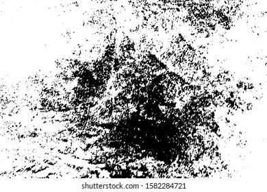 Overlay aged grainy messy template. Distress urban used texture. Grunge rough dirty background. Brushed black paint cover. Renovate wall scratched backdrop. Empty aging design element. EPS10 vector.