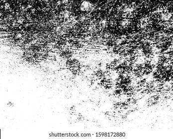Overlay aged grainy messy template. Grunge black and white. Abstract monochrome background. Splashes of dirt on the surface. Vector pattern of dust, dirt, wear and tear