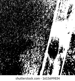 Overlay aged grainy messy template. Distress urban used texture. Grunge rough dirty background. Brushed black paint cover. Renovate wall frame grimy backdrop. Empty aging design element. EPS10 vector.