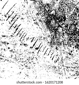Overlay aged grainy messy template. Distress urban used texture. Grunge rough dirty background. Brushed black paint cover. Renovate wall frame grimy backdrop. Empty aging design element. EPS10 vector.