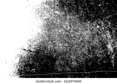 Overlay aged grainy messy template. Distress urban used texture. Grunge rough dirty background. Brushed black paint cover. Renovate wall banner grimy backdrop. Empty aging design element. EPS10 vector