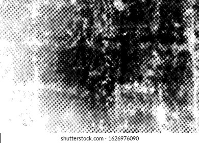 Overlay aged grainy messy template. Distress urban used texture. Grunge rough dirty background. Brushed black paint cover. Renovate wall banner grimy backdrop. Empty aging design element. EPS10 vector