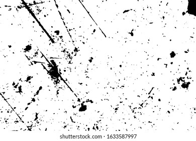 Overlay aged grainy messy template. Distress urban used texture. Grunge rough dirty background. Brushed black paint cover. Renovate wall scratched backdrop. Empty aging design element. EPS10 vector.