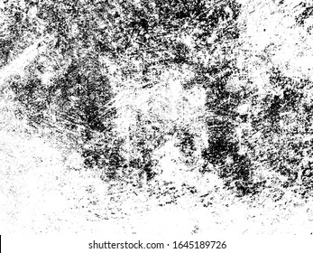 Overlay aged grainy messy template. Grunge black and white. Abstract monochrome background. Splashes of dirt on the surface. Vector pattern of dust, dirt, wear and tear