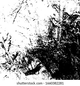 Overlay aged grainy messy template. Distress urban used texture. Grunge rough dirty background. Brushed black paint cover. Renovate wall scratched backdrop. Empty aging design element. EPS10 vector