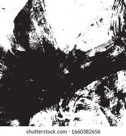 Overlay aged grainy messy template. Distress urban used texture. Grunge rough dirty background. Brushed black paint cover. Renovate wall scratched backdrop. Empty aging design element. EPS10 vector