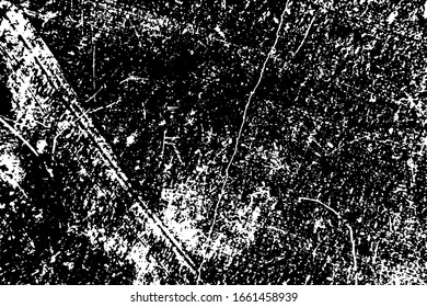 Overlay aged grainy messy template. Distress urban used texture. Grunge rough dirty background. Brushed black paint cover. Renovate wall frame grimy backdrop. Empty aging design element. EPS10 vector.