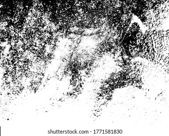 Overlay aged grainy messy template. Grunge black and white. Abstract monochrome background. Splashes of dirt on the surface. Vector pattern of dust, dirt, wear and tear