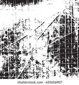 Overlay aged grainy messy template. Distress used urban texture. Grunge rough dirty background. Brushed black paint cover. Broken Glass backdrop. Empty aging design element. EPS10 vector.