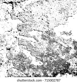 Overlay aged grainy messy template. Distress urban used texture. Grunge rough dirty background. Brushed black paint cover. Renovate wall scratched backdrop. Empty aging design element. EPS10 vector.