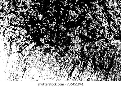 Overlay aged grainy messy template. Distress urban used texture. Grunge rough dirty background. Brushed black paint cover. Renovate wall scratched backdrop. Empty aging design element. EPS10 vector.