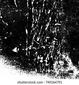 Overlay aged grainy messy template. Distress urban used texture. Grunge rough dirty background. Brushed black paint cover. Renovate wall frame grimy backdrop. Empty aging design element. EPS10 vector.