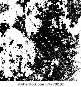 Overlay aged grainy messy template. Distress urban used texture. Grunge rough dirty background. Brushed black paint cover. Renovate wall frame grimy backdrop. Empty aging design element. EPS10 vector.