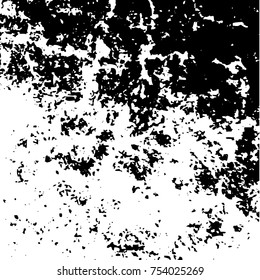 Overlay aged grainy messy template. Distress urban used texture. Grunge rough dirty background. Brushed black paint cover. Renovate wall scratched backdrop. Empty aging design element. EPS10 vector.