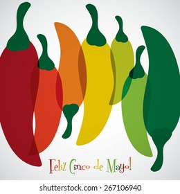 Overlay chilli pepper Cinco de Mayo card in vector format.