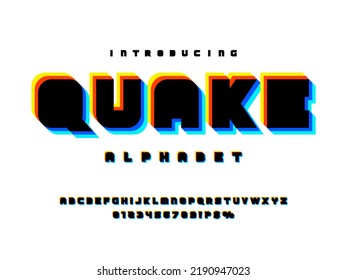 Overlay colors alphabet design with uppercase, numbers and symbols