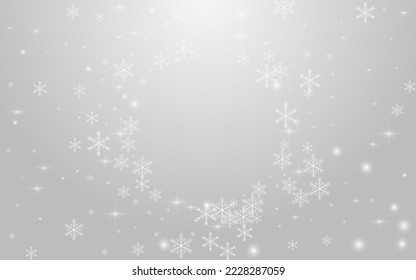 Overlay Confetti Vector Grey Background. Silver Falling Snow Backdrop. Christmas Snowfall Texture. Xmas Dots Invitation.