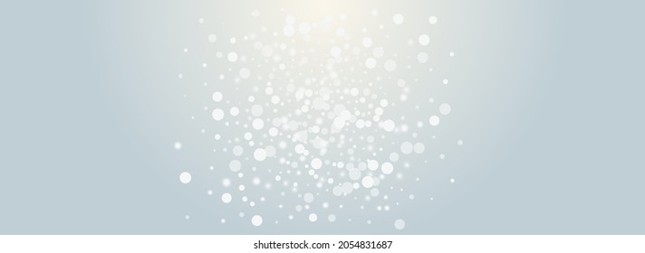 Overlay Confetti Vector Panoramic Transparent Background. White Elegant Stars Illustration. Bokeh Snowstorm Pattern. Magic Snowfall Backdrop.