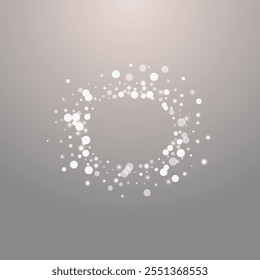 Overlay-Punkte, Vektorgrau-Hintergrund. Gray Glow Schneesturm Card. Weihnachtskonfetti-Textur. Bokeh Schneeflocken-Design.