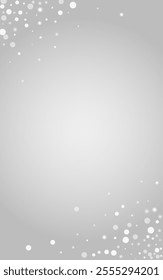 Overlay Dots Vector Grey Background. White Subtle Snowstorm Pattern. Shine Snow Invitation. Chrismas Flake Banner.