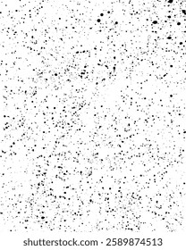 Overlay Dotted Drops Hand Drawn Black Grunge Texture Black on White Background. Abstract Dirt Drop Texture with Stylized Dotted. Grunge Black and White Hand Drawn Background Design. Not AI