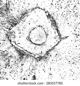 Overlay dust grainy texture with round stamp, for your design. EPS10 vector.