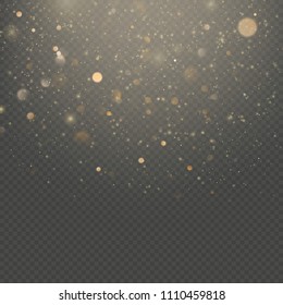 Overlay effect glitter gold light shine effect on transparent background. EPS 10