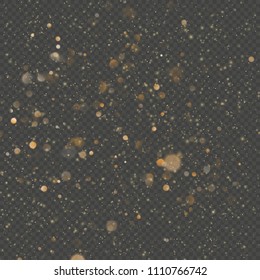 Overlay effect glitter gold light shine effect on transparent background. EPS 10
