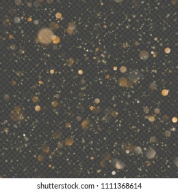 Overlay effect glitter gold light shine effect on transparent background. EPS 10