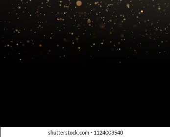 Overlay effect for luxury greeting rich card. Star dust light on black background. EPS 10