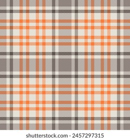 Overlay fabric textile pattern, packaging background tartan check. Victorian seamless vector texture plaid in white and orange color.