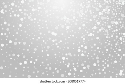 Overlay Flake Vector Grey Background. Silver Chrismas Snowstorm Pattern. Festive Snowfall Banner. Subtle Snow Invitation.
