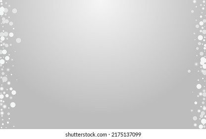 Overlay Flake Vector Grey Background. White Glitter Stars Invitation. Magic Snowflake Pattern. Glow Confetti Texture.