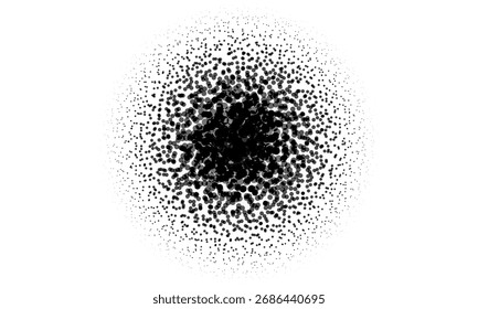 Overlay halftone circle of random dots. Distress gradient effect