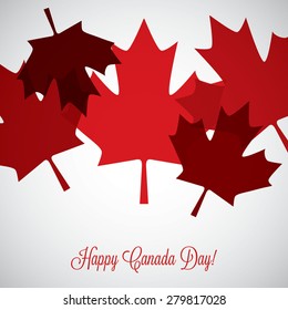 Overlay leaf Canada Day card in vector format.