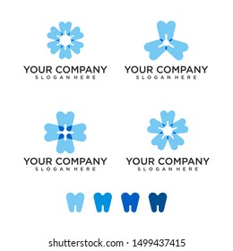 overlay modern style teeth logo set collection for dentist clinic
