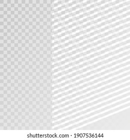 Efecto de sombra superpuesto. Ventana superpuesta transparente y sombra de persianas. Efecto de luz realista de las sombras y la luz natural en un fondo transparente. Ilustración del vector 