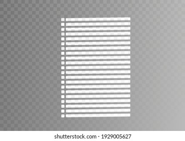 Overlay shadow effect. Transparent overlay window and blinds shadow. Realistic light effect of shadows and natural lighting on a transparent background. Vector illustration 