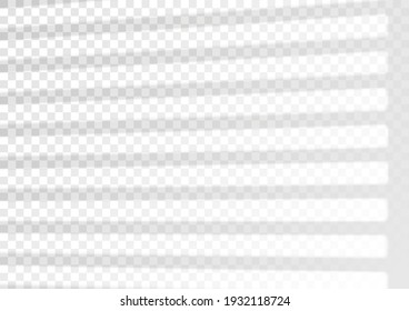 Overlay Shadow Effect. Transparent Overlay Window And Blinds Shadow. Realistic Light Effect Of Shadows And Natural Lighting On A Transparent Background. Vector Illustration 