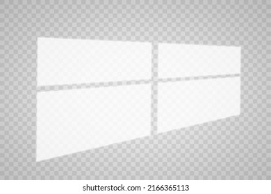 Overlay shadow effect. Transparent overlay window and blinds shadow. Realistic light effect of shadows and natural lighting on a transparent background. Vector illustration