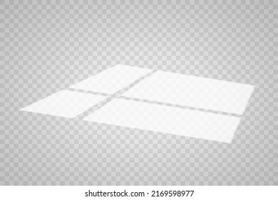 Overlay shadow effect. Transparent overlay window and blinds shadow. Realistic light effect of shadows and natural lighting on a transparent background. Vector illustration
