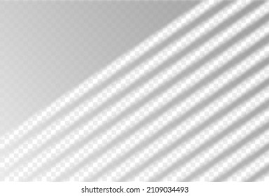 Overlay shadow from window blinds floor   wall  Transparent reflection sun effect   natural lighting background  Realistic gradient vector illustration  Louvers