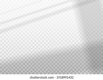 Overlay Shadow from the window on transparent background. Vector realistic elements. Transparent soft effect. Natural lighting silhouette. EPS10.