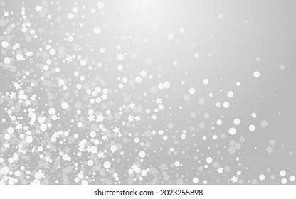 Overlay Snowflake Vector Grey Background. Silver Glitter Snowstorm Invitation. Subtle Confetti Pattern. Shine Stars Card.