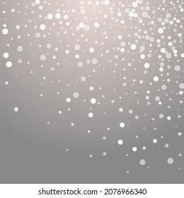 Overlay Snowflake Vector Grey Background. White Festive Stars Backdrop. Subtle Flake Banner. Xmas Confetti Wallpaper.