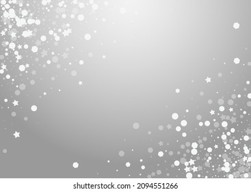 Overlay Snowflake Vector Grey Background. Grey Winter Dots Illustration. Minimal Confetti Pattern. Festive Flake Texture.