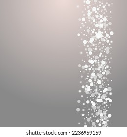 Overlay Snowstorm Vector Grey Background. Silver Subtle Stars Texture. Bokeh Dots Banner. Shine Snowflake Card.